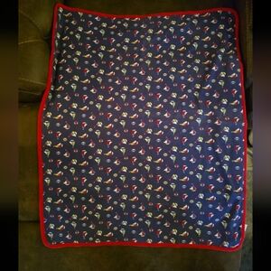 Vintage 90s Gymboree Nautical Sailboat Baby Blanket Reversible Color Block EUC